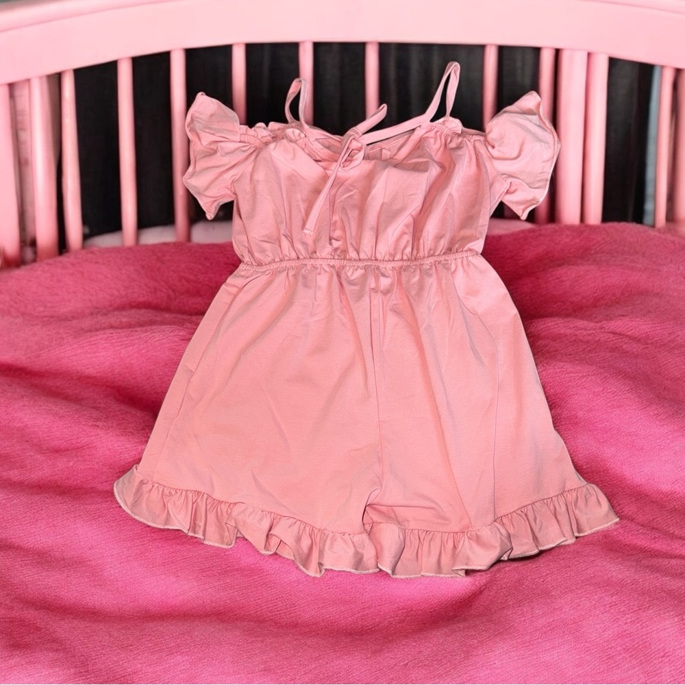 Pink Ruffled Kids Romper (XL 6)